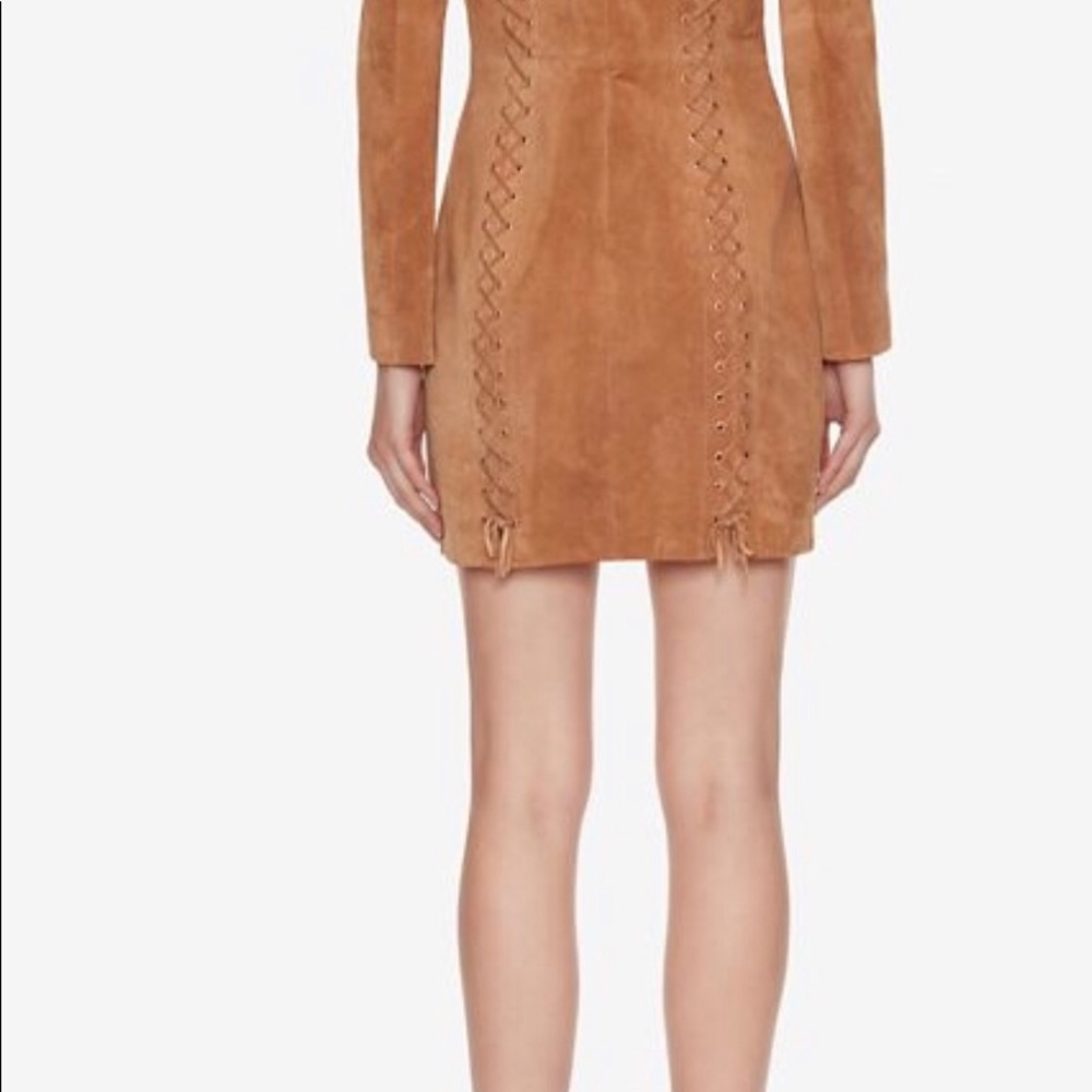 INTERMIX Brown Isaac Lace Up Suede Dress - Picture 3 of 11
